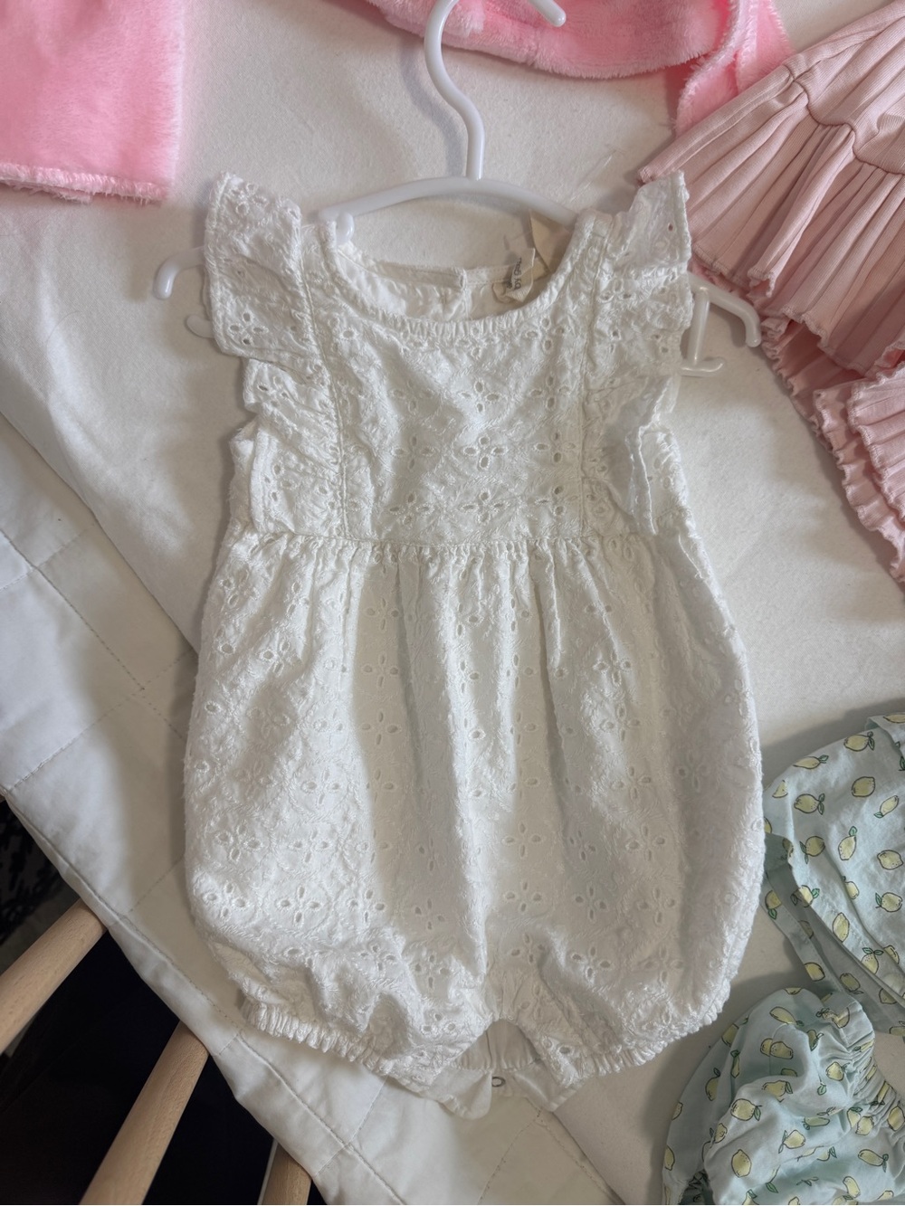 GAP White Eyelet Ruffle-Sleeve One-Piece